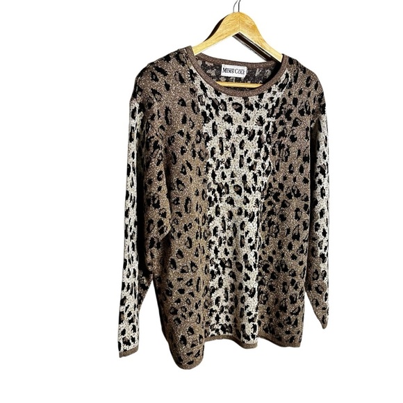 5 for $40 SALE! Michael Mims Kathy Cole Metallic Leopard Beadef Sweater  2xl - Picture 4 of 9